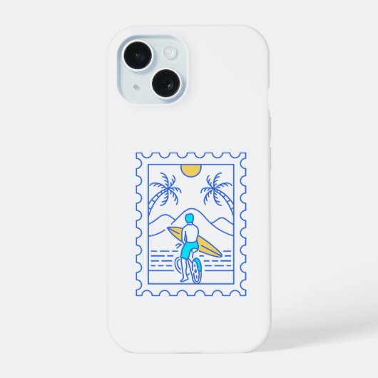 Zomer Surfen Postzegel 1 iPhone 15 Case (Achterkant)