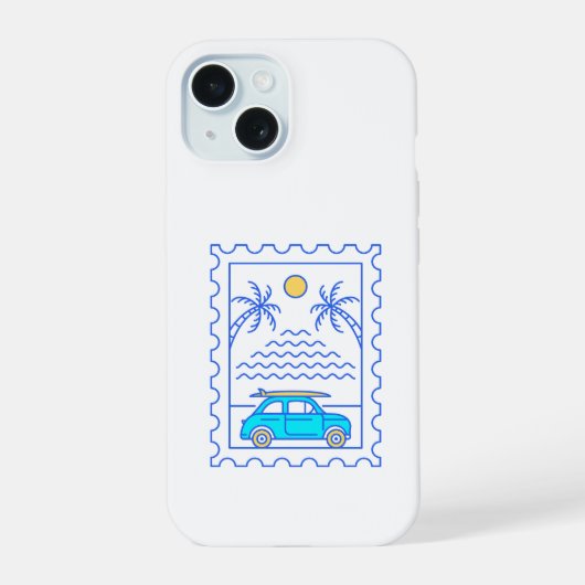 Zomer Surfen Postzegel 2 iPhone 15 Case (Achterkant)
