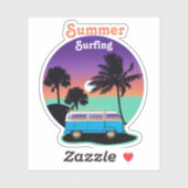 Zomer Surfen Retro Camper Zonsondergang Sticker (Vel)