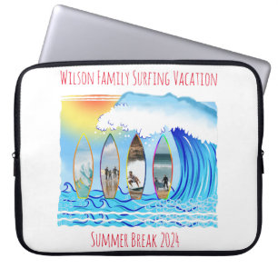 Zomer surfen strand familie vakantie foto's laptop sleeve