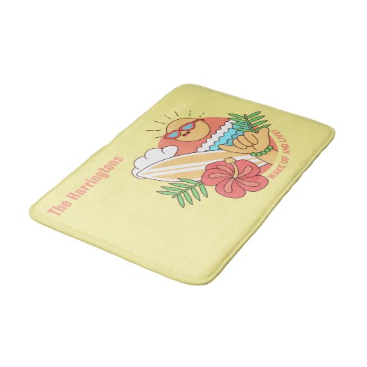 Zomer Surfer aangepaste naam badmatten (Gekanteld)