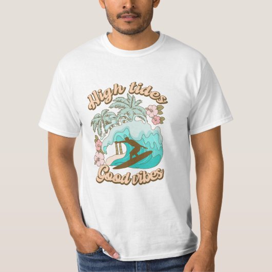 Zomer Surfer Goede Vibes T-shirt (Voorkant)