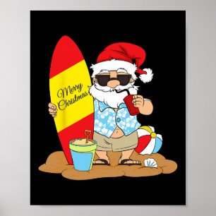 Zomer Surfplank Strand Kerstman Hawaiaanse Kerst I Poster