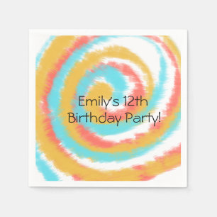 Zomer Swirl Tie Dye Abstract Verjaardagsfeestje Servet