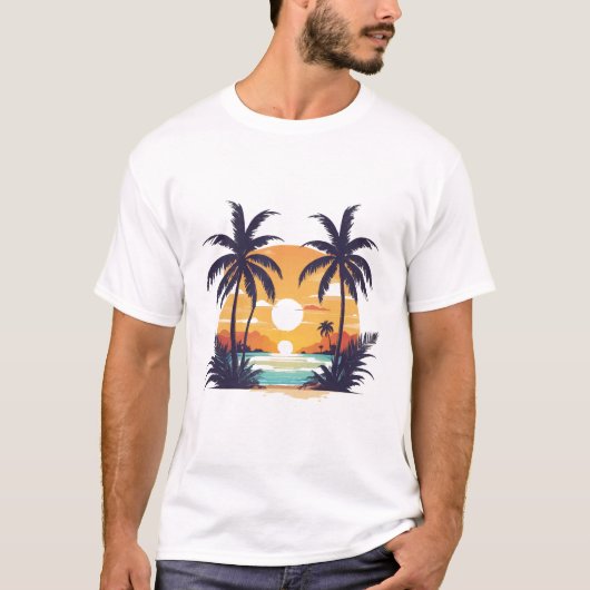 Zomer T-Shirt strand met kokospalmen (Voorkant)