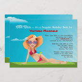 Zomer Tan Verjaardagsfeest Uitnodiging (Voorkant / Achterkant)