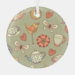 Zomer Tea Party: Naadloos patroon Glas Ornament