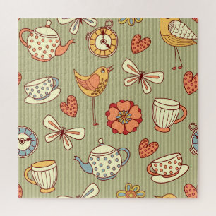 Zomer Tea Party: Naadloos patroon Legpuzzel