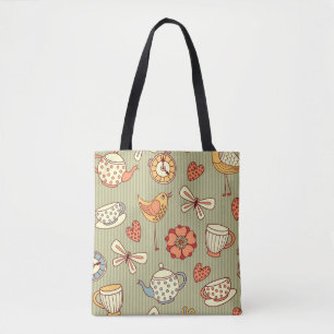 Zomer Tea Party: Naadloos patroon Tote Bag
