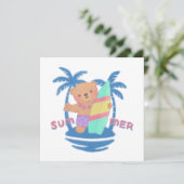 Zomer Teddy Bear Surfer op Hawaï Bedankkaart (Staand voorkant)