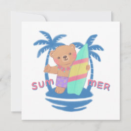 Zomer Teddy Bear Surfer op Hawaï Bedankkaart