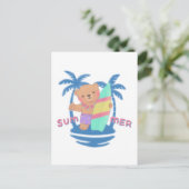 Zomer Teddy Bear Surfer op Hawaï Briefkaart (Staand voorkant)
