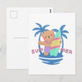 Zomer Teddy Bear Surfer op Hawaï Briefkaart (Voorkant / Achterkant)