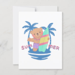 Zomer Teddy Bear Surfer op Hawaï Briefkaart
