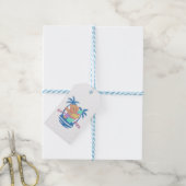 Zomer Teddy Bear Surfer op Hawaï Cadeaulabel (Met Touw)
