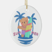 Zomer Teddy Bear Surfer op Hawaï Keramisch Ornament (Rechts)
