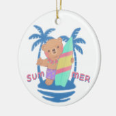 Zomer Teddy Bear Surfer op Hawaï Keramisch Ornament (Links)