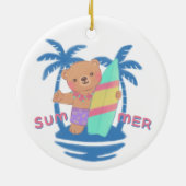 Zomer Teddy Bear Surfer op Hawaï Keramisch Ornament (Achterkant)