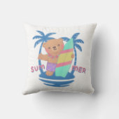 Zomer Teddy Bear Surfer op Hawaï Kussen (Achterkant)