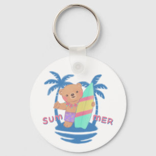 Zomer Teddy Bear Surfer op Hawaï Sleutelhanger