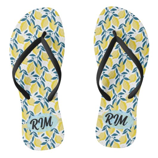 Zomer Teenslippers - Lemon Pattern Initiaal Geel (Voetbed)