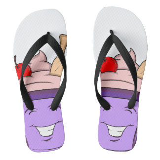 Zomer teenslippers met kawaii ijs motief en gezich