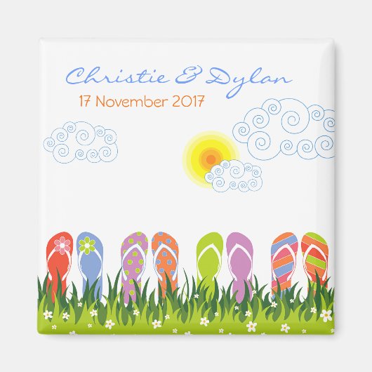 Zomer Teenslippers Plezier in de zon Save the Date Magneet (Voorkant)