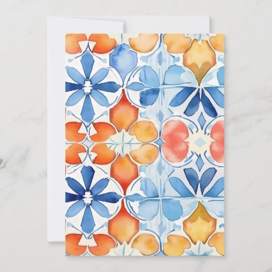 Zomer Tegel Abstract Patroon Bruiloft Kaart (Achterkant)
