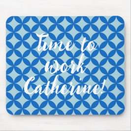 Zomer tegel met azuurblauwe cirkels op baby blauw muismat