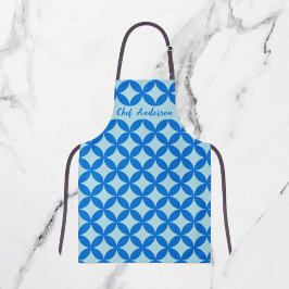 Zomer tegel met azuurblauwe cirkels op baby blauw schort