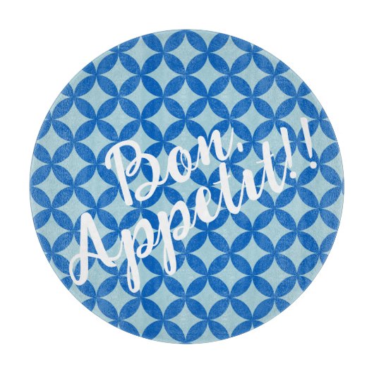 Zomer tegel met azuurblauwe cirkels op baby blauw snijplank (Voorkant)