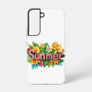 Zomer tekst - Kleurrijke zomer bloemen illustratie Samsung Galaxy Hoesje