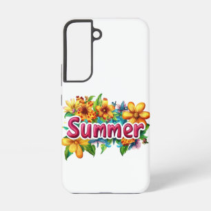 Zomer tekst - Kleurrijke zomer bloemen illustratie Samsung Galaxy Hoesje