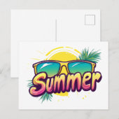 Zomer Tekst - Kleurrijke Zomer Zonnebril ontwerp Briefkaart (Voorkant / Achterkant)