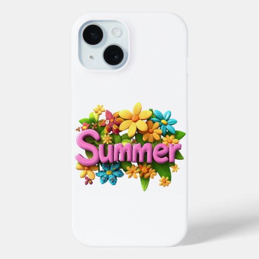 Zomer tekst met bloemen Case-Mate iPhone case (Achterkant)