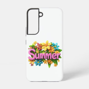 Zomer tekst met bloemen samsung galaxy hoesje