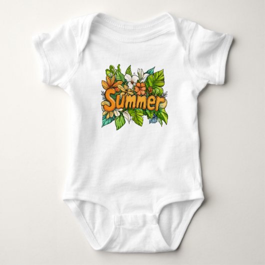 Zomer Tekst - Zomer Bloemen Ontwerp Romper (Voorkant)