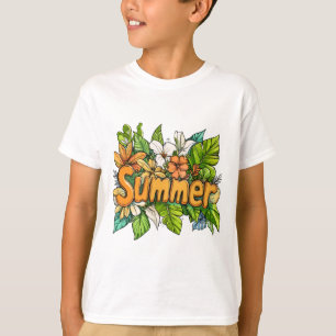 Zomer Tekst - Zomer Bloemen Ontwerp T-shirt