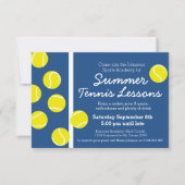 Zomer tennis les event nodigt blauw & wit kaart (Voorkant)