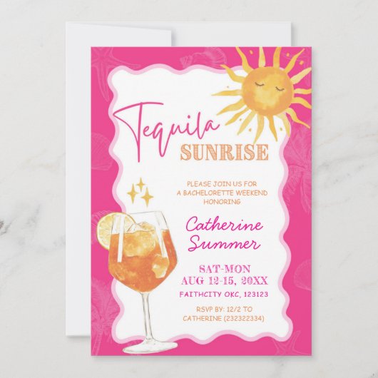 Zomer Tequila Sunrise vrijgezellenweekend Kaart (Voorkant)