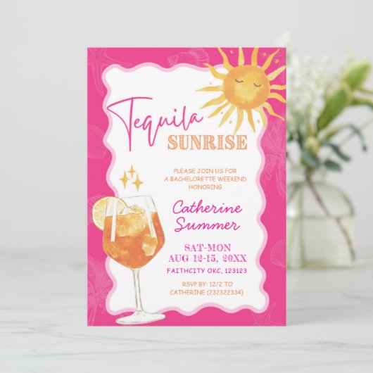 Zomer Tequila Sunrise vrijgezellenweekend Kaart (Staand voorkant)