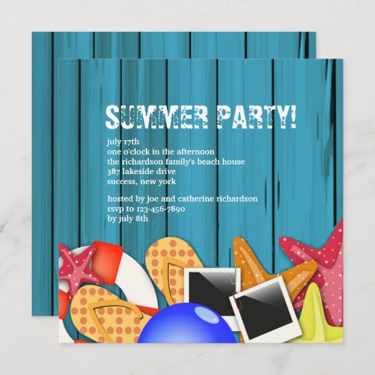 Zomer Thema Party Uitnodigingen (Voorkant / Achterkant)