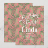 Zomer Themed Palmboomblad Groene Pink Kaart (Voorkant / Achterkant)