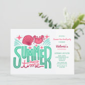 Zomer Tijd Aan De Kust Uitnodiging (Staand voorkant)