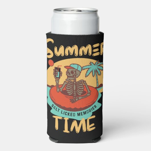 Zomer tijd, aangepaste naam grappige strand vakant seltzer blikjeskoeler (Seltzer Achterkant)