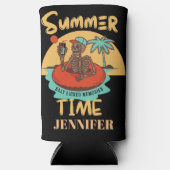 Zomer tijd, aangepaste naam grappige strand vakant seltzer blikjeskoeler (Voorkant)