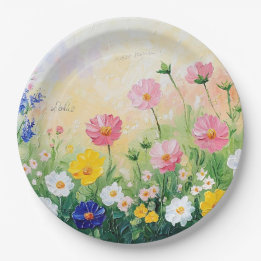 Zomer tijd. Kleurrijke bloemen. Kunst. Papieren Bordje