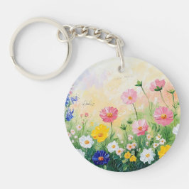 Zomer tijd. Kleurrijke bloemen. Kunst. Sleutelhanger