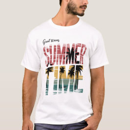 ZOMER TIJD - Retro Strand Zonsondergang Palmboom G T-shirt
