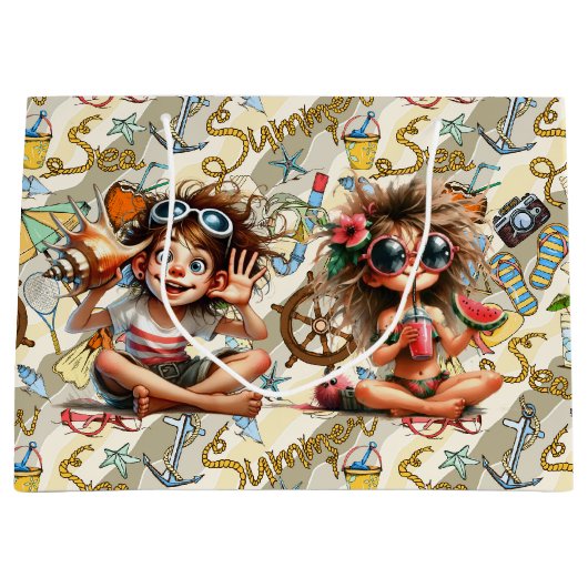 Zomer-tijdvun-omslagpapier Groot Cadeauzakje (Voorkant)